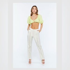Micro-Cutout Straight-Leg Pants
